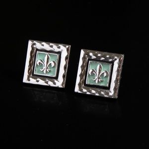 Vtg Fleur Di Lis Chunky Cufflinks Lily Flower